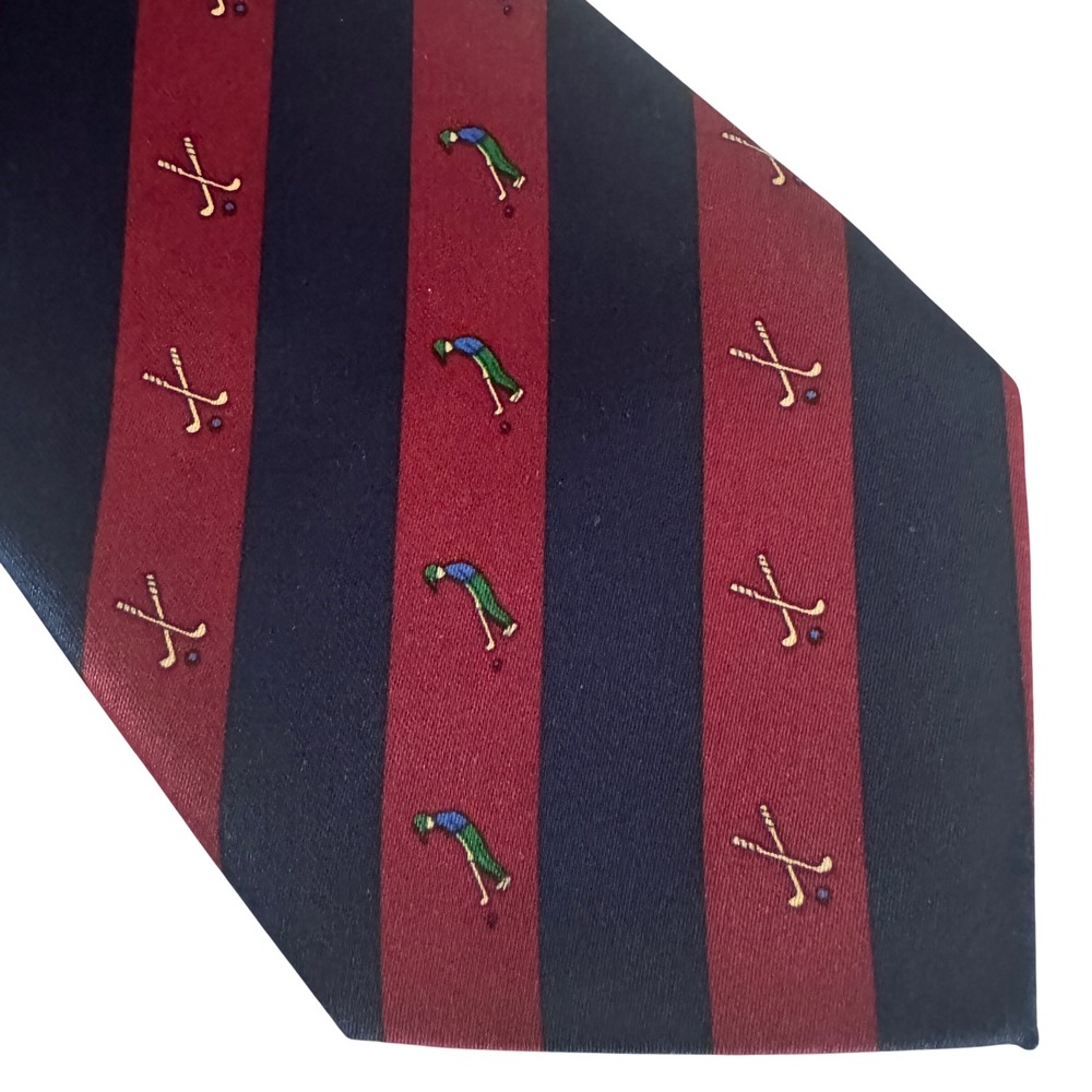 Mercedes High Fashion Golf Striped Myung Ju Silk Necktie Mens 54" Navy Burgundy